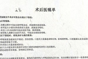 母狗绝育手术后的恢复期和注意事项（关爱宠物健康，合理安排恢复时间）